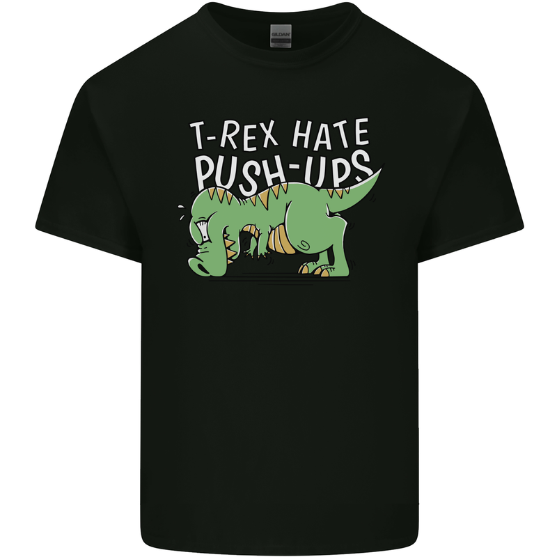 T-Rex Hates Pushups Dinosaur Funny Kids T-Shirt Childrens Black