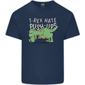 T-Rex Hates Pushups Dinosaur Funny Kids T-Shirt Childrens Navy Blue