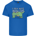 T-Rex Hates Pushups Dinosaur Funny Kids T-Shirt Childrens Royal Blue