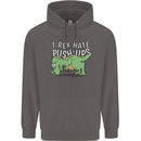 T-Rex Hates Pushups Dinosaur Funny Mens 80% Cotton Hoodie Charcoal