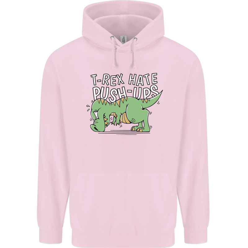 T-Rex Hates Pushups Dinosaur Funny Mens 80% Cotton Hoodie Light Pink