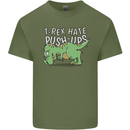 T-Rex Hates Pushups Dinosaur Funny Mens Cotton T-Shirt Tee Top Military Green