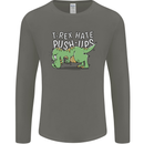 T-Rex Hates Pushups Dinosaur Funny Mens Long Sleeve T-Shirt Charcoal