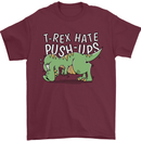 T-Rex Hates Pushups Dinosaur Funny Mens T-Shirt 100% Cotton Maroon