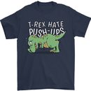 T-Rex Hates Pushups Dinosaur Funny Mens T-Shirt 100% Cotton Navy Blue