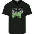 T-Rex Hates Pushups Dinosaur Funny Mens V-Neck Cotton T-Shirt Black