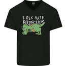 T-Rex Hates Pushups Dinosaur Funny Mens V-Neck Cotton T-Shirt Black
