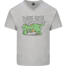 T-Rex Hates Pushups Dinosaur Funny Mens V-Neck Cotton T-Shirt Sports Grey
