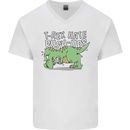 T-Rex Hates Pushups Dinosaur Funny Mens V-Neck Cotton T-Shirt White