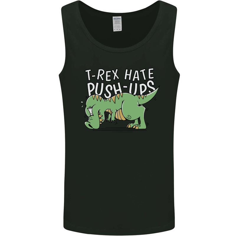 T-Rex Hates Pushups Dinosaur Funny Mens Vest Tank Top Black
