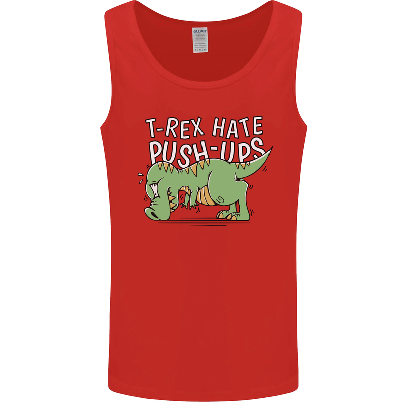 T-Rex Hates Pushups Dinosaur Funny Mens Vest Tank Top Red