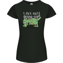 T-Rex Hates Pushups Dinosaur Funny Womens Petite Cut T-Shirt Black
