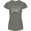 T-Rex Hates Pushups Dinosaur Funny Womens Petite Cut T-Shirt Charcoal