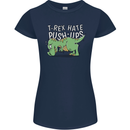 T-Rex Hates Pushups Dinosaur Funny Womens Petite Cut T-Shirt Navy Blue