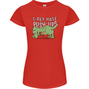 T-Rex Hates Pushups Dinosaur Funny Womens Petite Cut T-Shirt Red
