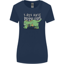 T-Rex Hates Pushups Dinosaur Funny Womens Wider Cut T-Shirt Navy Blue
