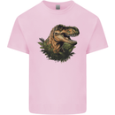T-Rex Head in Foliage Dinosaur Kids T-Shirt Childrens Light Pink