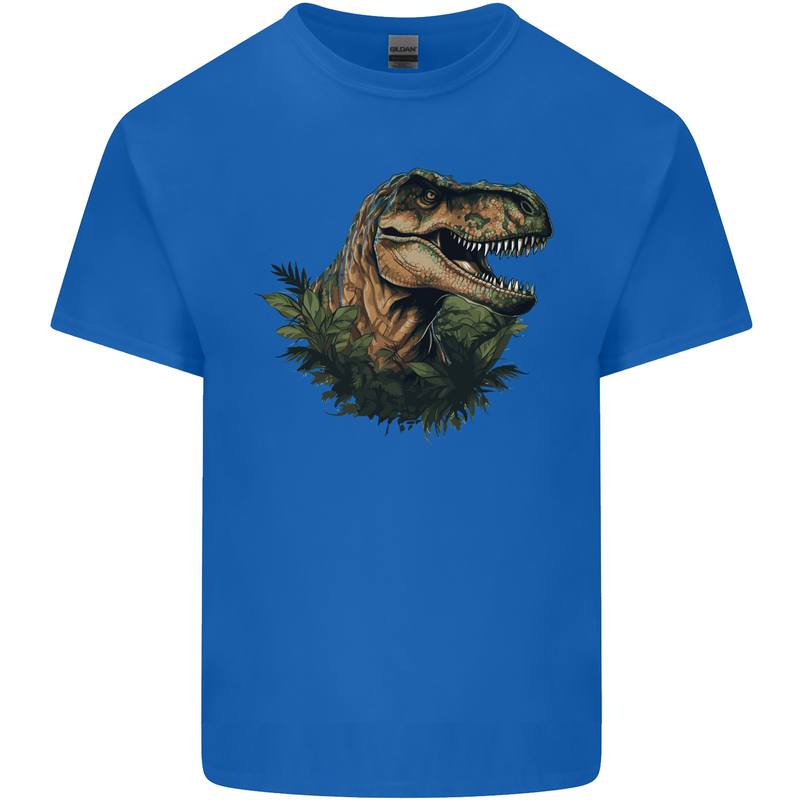 T-Rex Head in Foliage Dinosaur Kids T-Shirt Childrens Royal Blue