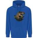 T-Rex Head in Foliage Dinosaur Mens 80% Cotton Hoodie Royal Blue