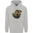 T-Rex Head in Foliage Dinosaur Mens 80% Cotton Hoodie Sports Grey
