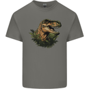 T-Rex Head in Foliage Dinosaur Mens Cotton T-Shirt Tee Top Charcoal