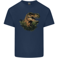 T-Rex Head in Foliage Dinosaur Mens Cotton T-Shirt Tee Top Navy Blue