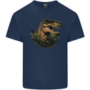 T-Rex Head in Foliage Dinosaur Mens Cotton T-Shirt Tee Top Navy Blue