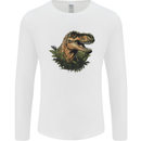 T-Rex Head in Foliage Dinosaur Mens Long Sleeve T-Shirt White