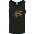 T-Rex Head in Foliage Dinosaur Mens Vest Tank Top Black