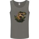 T-Rex Head in Foliage Dinosaur Mens Vest Tank Top Charcoal