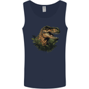 T-Rex Head in Foliage Dinosaur Mens Vest Tank Top Navy Blue
