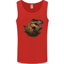 T-Rex Head in Foliage Dinosaur Mens Vest Tank Top Red