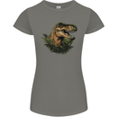 T-Rex Head in Foliage Dinosaur Womens Petite Cut T-Shirt Charcoal
