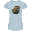T-Rex Head in Foliage Dinosaur Womens Petite Cut T-Shirt Light Blue