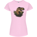 T-Rex Head in Foliage Dinosaur Womens Petite Cut T-Shirt Light Pink