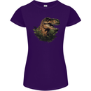 T-Rex Head in Foliage Dinosaur Womens Petite Cut T-Shirt Purple