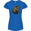 T-Rex Head in Foliage Dinosaur Womens Petite Cut T-Shirt Royal Blue