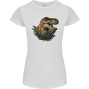 T-Rex Head in Foliage Dinosaur Womens Petite Cut T-Shirt White