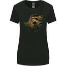 T-Rex Head in Foliage Dinosaur Womens Wider Cut T-Shirt Black