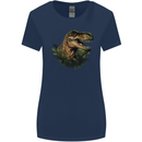 T-Rex Head in Foliage Dinosaur Womens Wider Cut T-Shirt Navy Blue