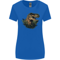 T-Rex Head in Foliage Dinosaur Womens Wider Cut T-Shirt Royal Blue