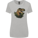 T-Rex Head in Foliage Dinosaur Womens Wider Cut T-Shirt Sports Grey