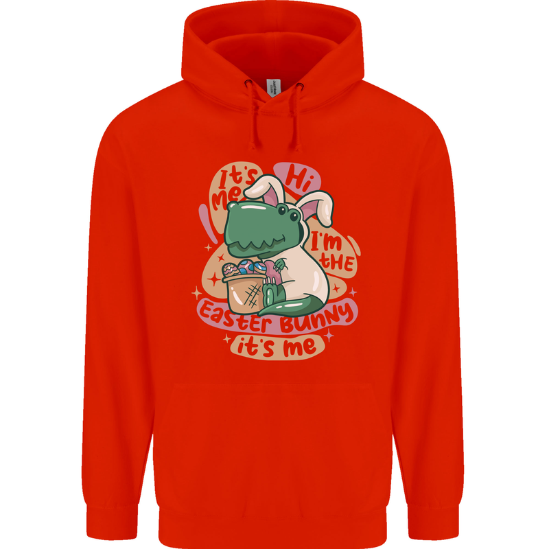 T-Rex I'm the Easter Bunny Funny Dinosaur Mens 80% Cotton Hoodie Bright Red