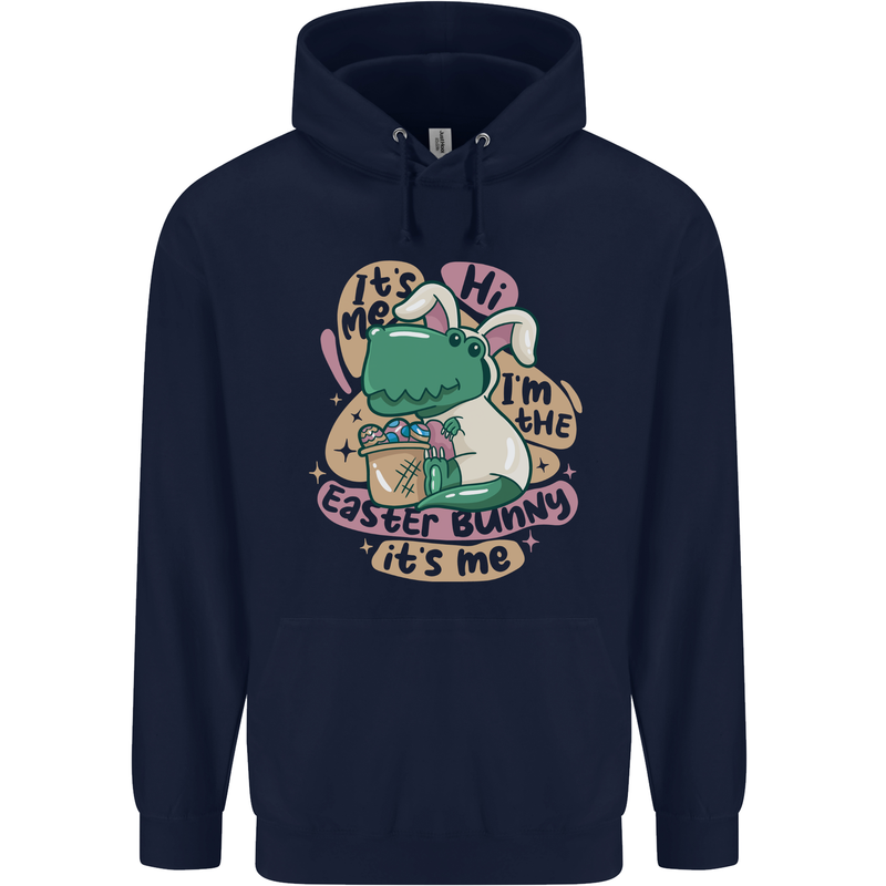 T-Rex I'm the Easter Bunny Funny Dinosaur Mens 80% Cotton Hoodie Navy Blue