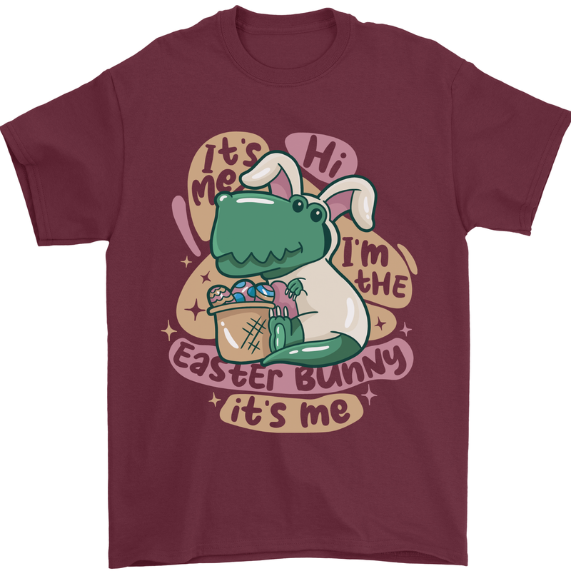 T-Rex I'm the Easter Bunny Funny Dinosaur Mens T-Shirt 100% Cotton Maroon