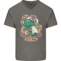 T-Rex I'm the Easter Bunny Funny Dinosaur Mens V-Neck Cotton T-Shirt Charcoal