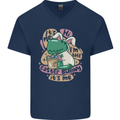 T-Rex I'm the Easter Bunny Funny Dinosaur Mens V-Neck Cotton T-Shirt Navy Blue