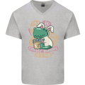 T-Rex I'm the Easter Bunny Funny Dinosaur Mens V-Neck Cotton T-Shirt Sports Grey