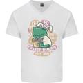 T-Rex I'm the Easter Bunny Funny Dinosaur Mens V-Neck Cotton T-Shirt White