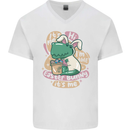 T-Rex I'm the Easter Bunny Funny Dinosaur Mens V-Neck Cotton T-Shirt White